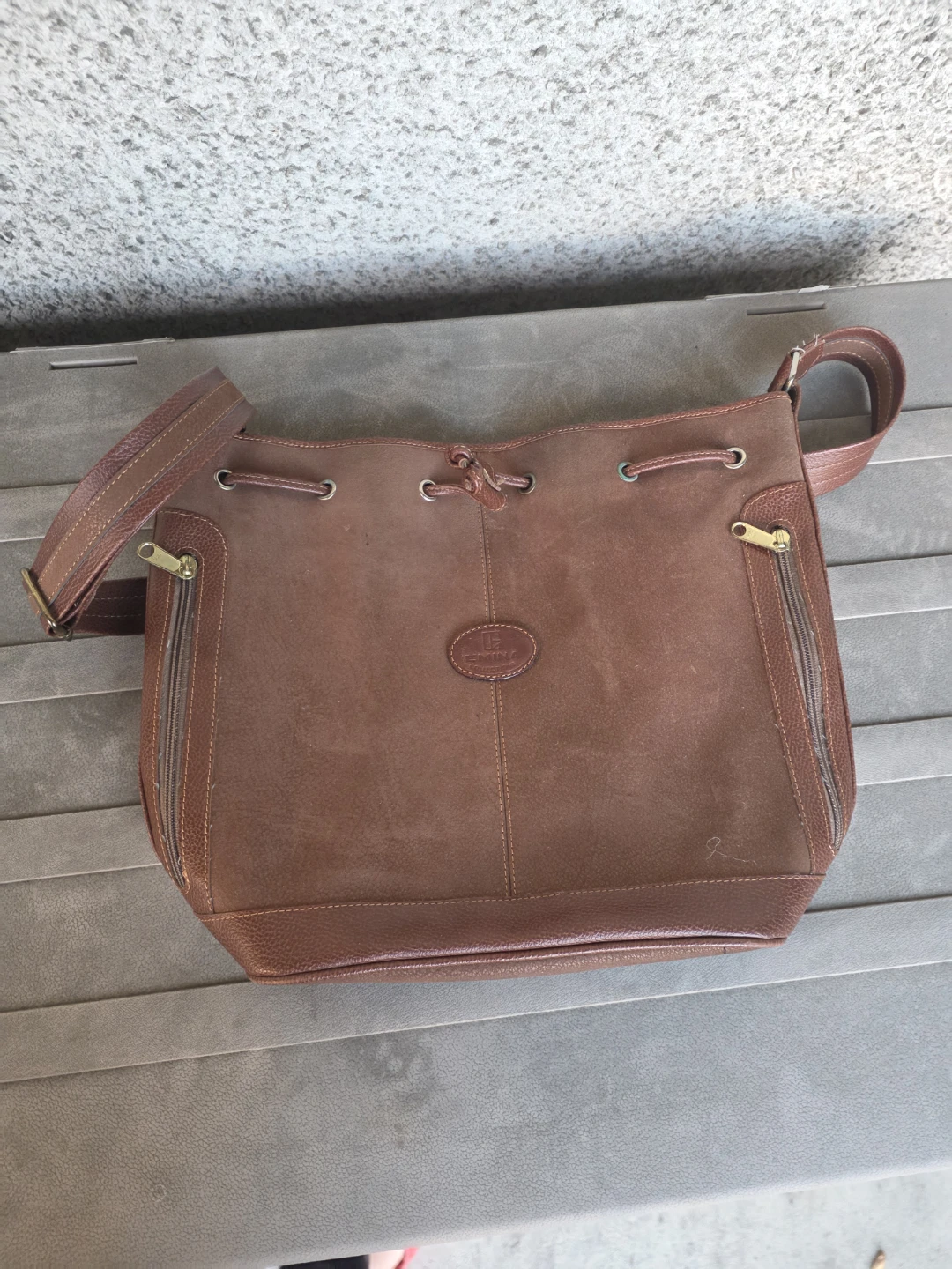 Emina Brown Leather Bucket Bag