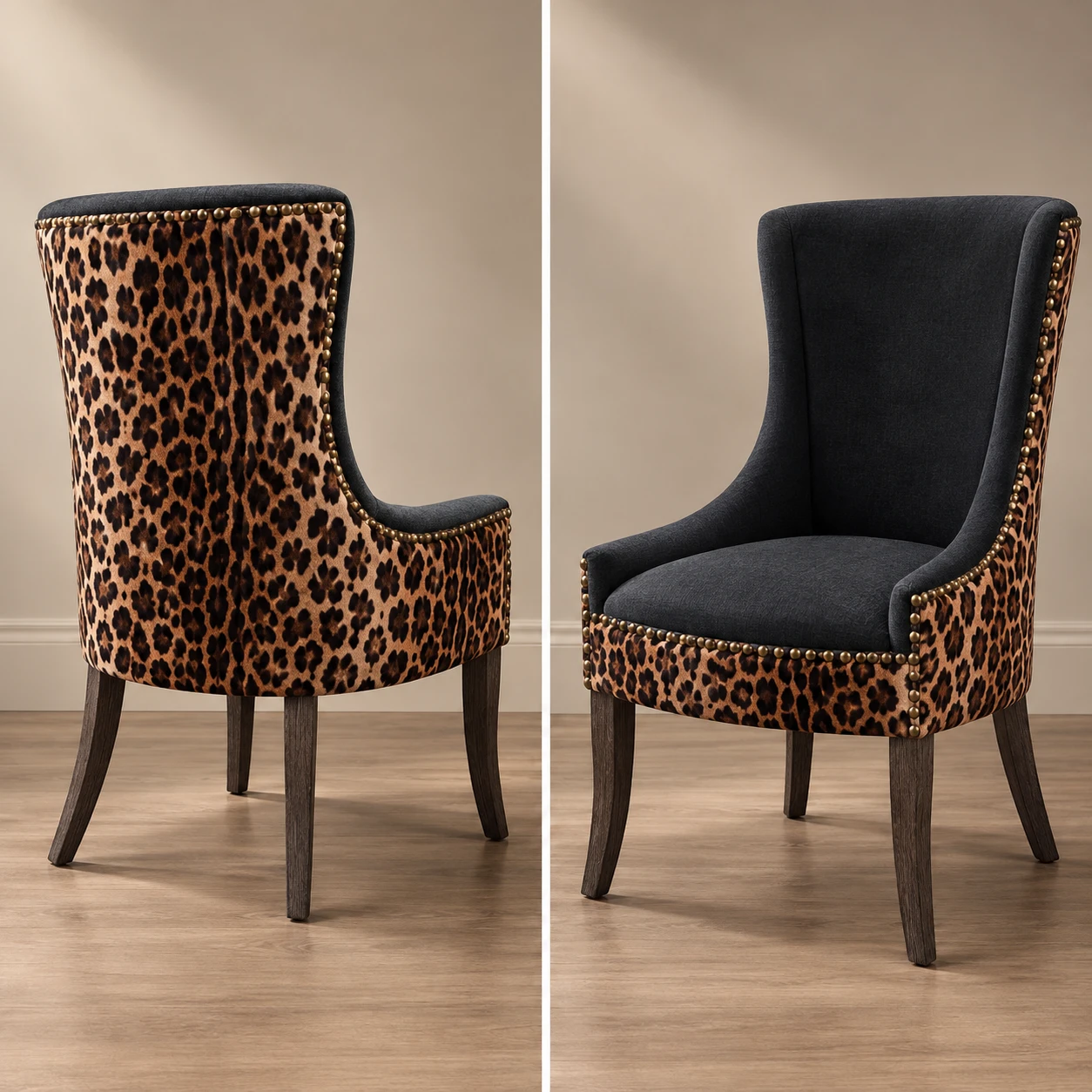 Two Leopard Print Accent Chairs