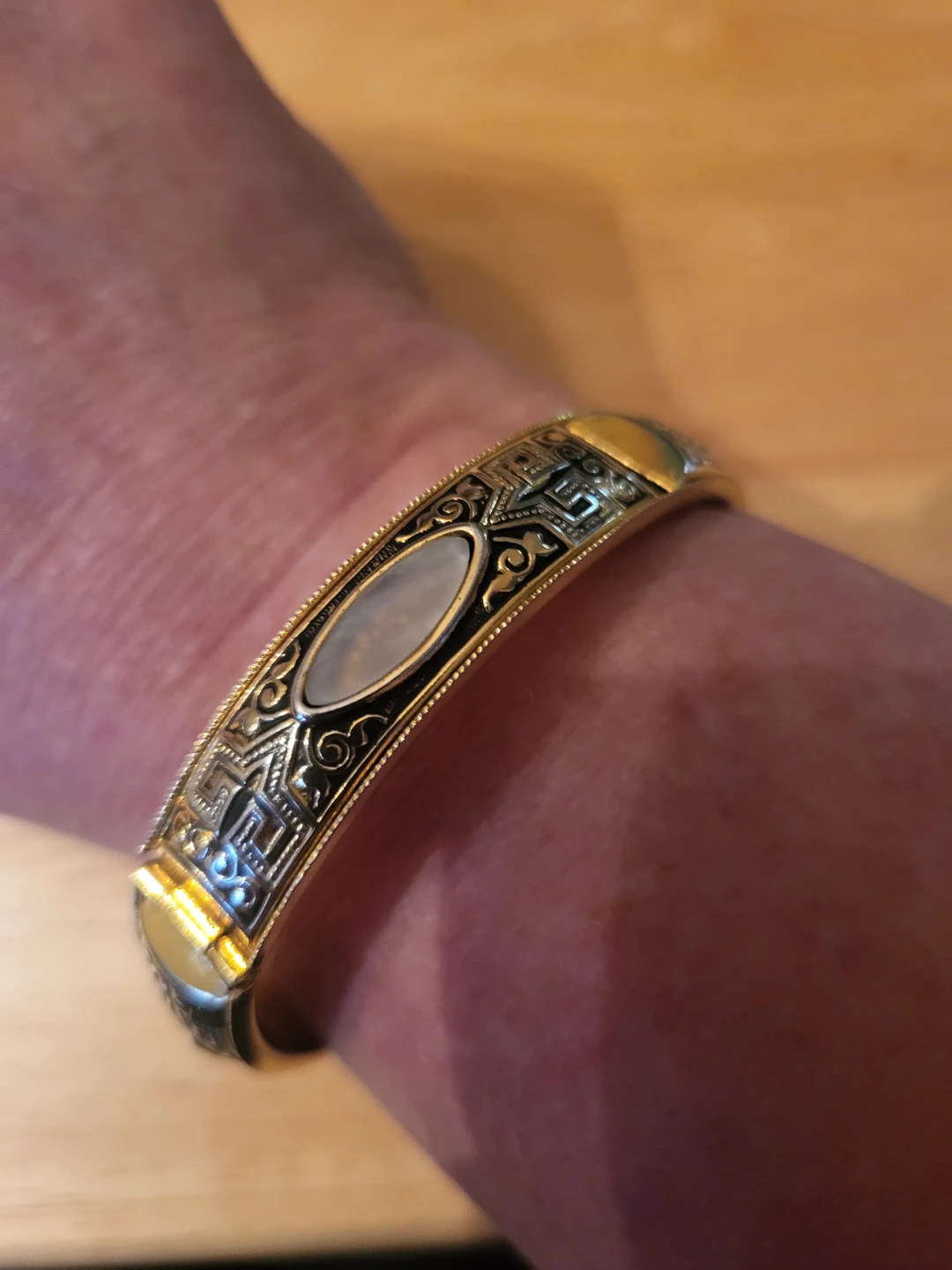 Gold-Tone Greek Key Bangle Bracelet