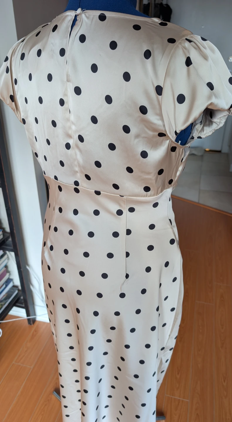 Cream and Black Polka Dot Midi Dress - photo 3