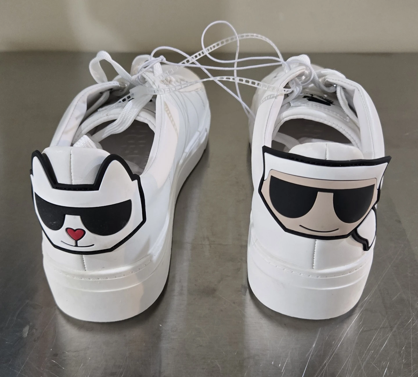 Karl Lagerfeld Paris Chella White Sneakers Cat Logo Women 8.5M
