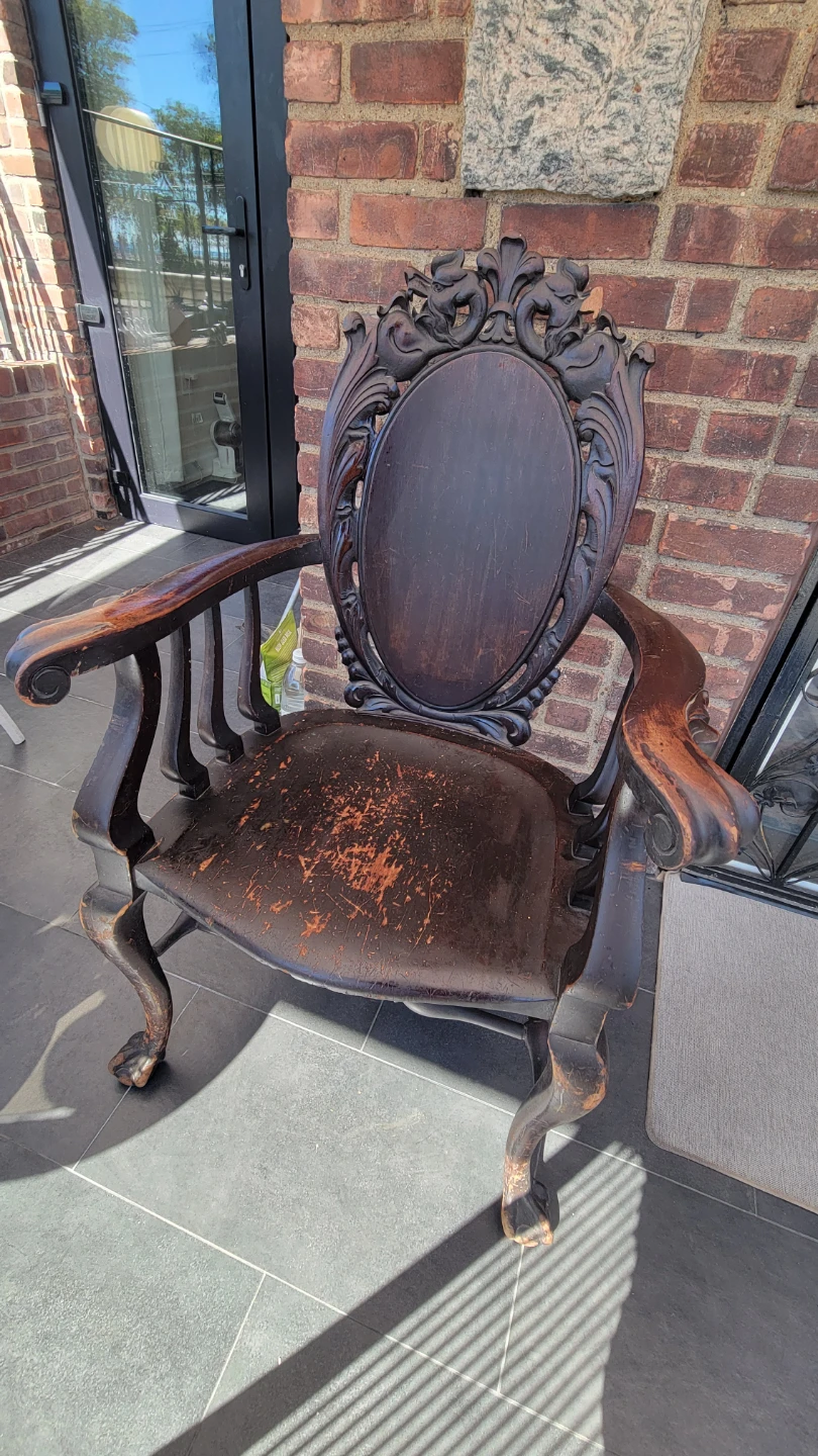 Vintage Carved Wooden Armchair