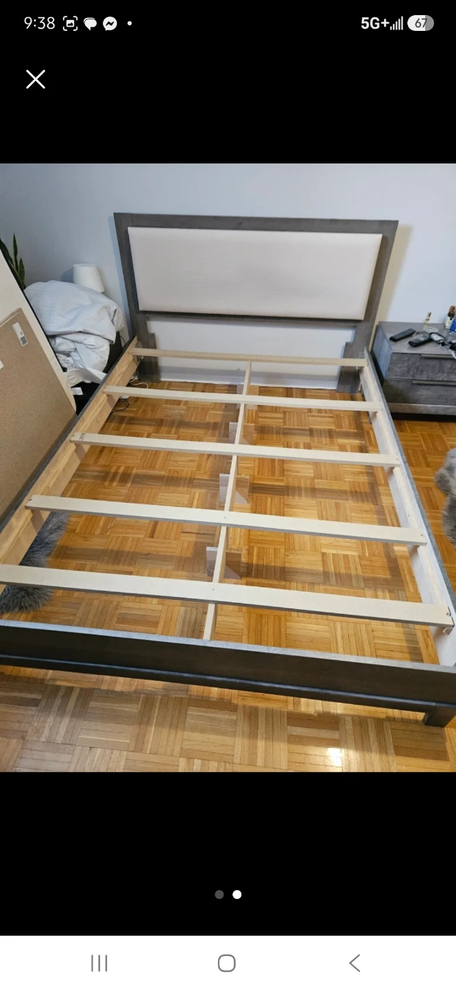 Queen size upholstered grey bed frame - photo 2