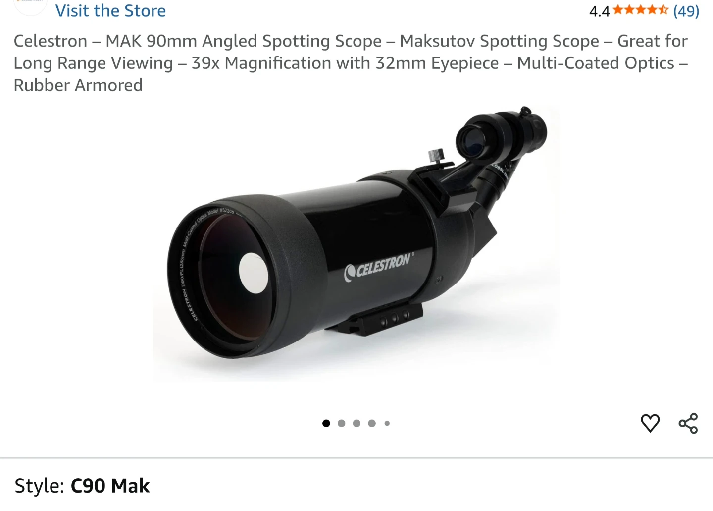 Celestron C90 Mak 90mm Angled Spotting Scope - photo 3
