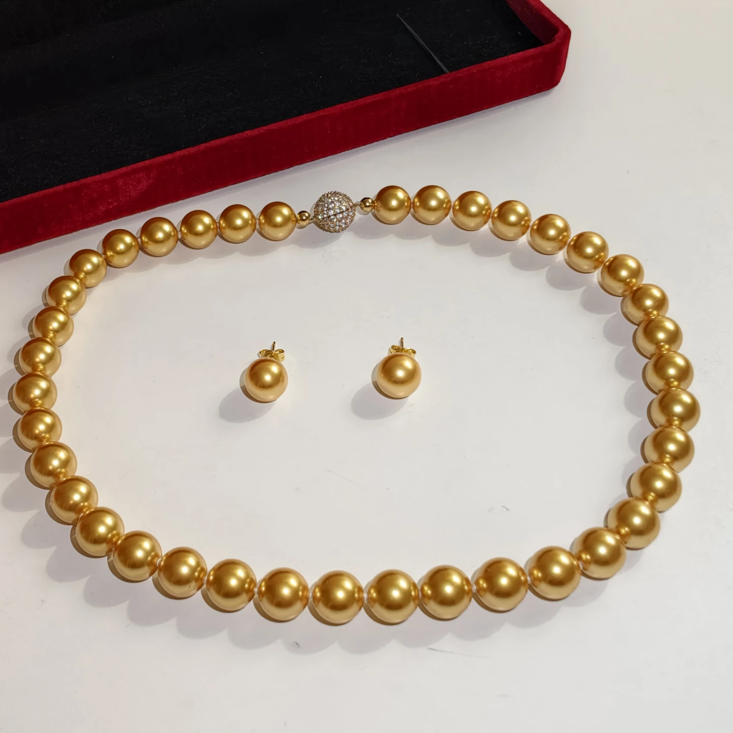 NO FILTER!! Golden Pearl Necklace and Earring/Gift for her - photo 2