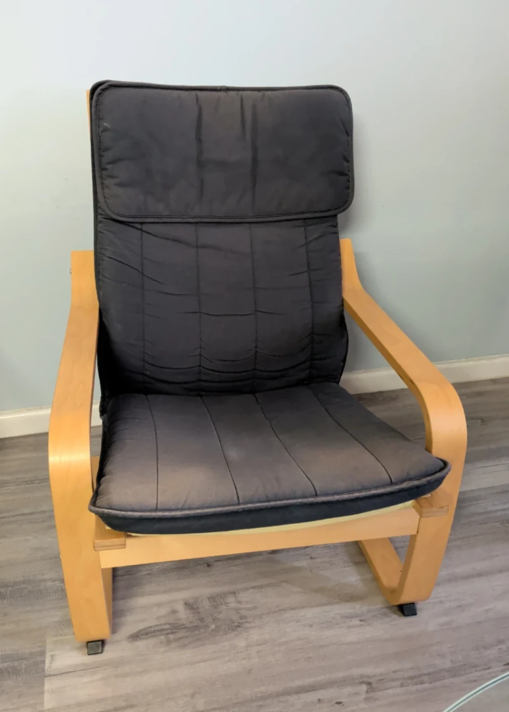 IKEA Poäng Armchair with Dark Grey Cushion