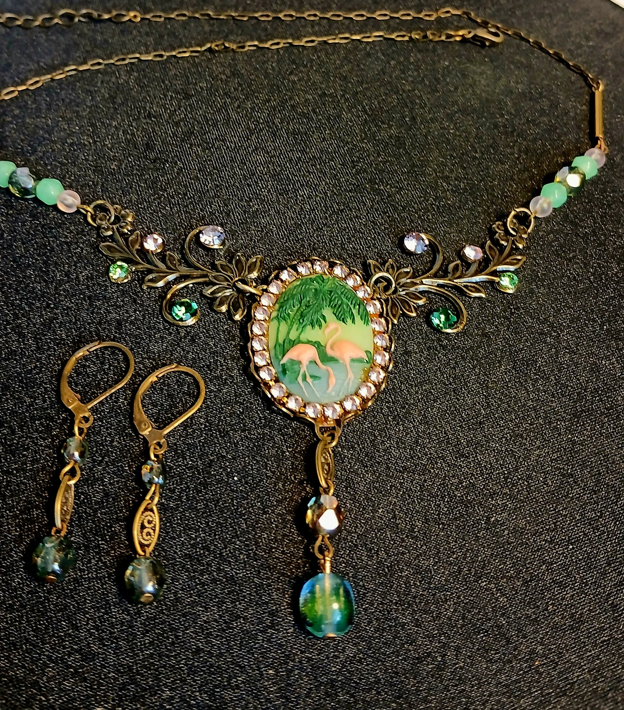 Vintage-Style Flamingo Necklace and Earring Set - photo 4