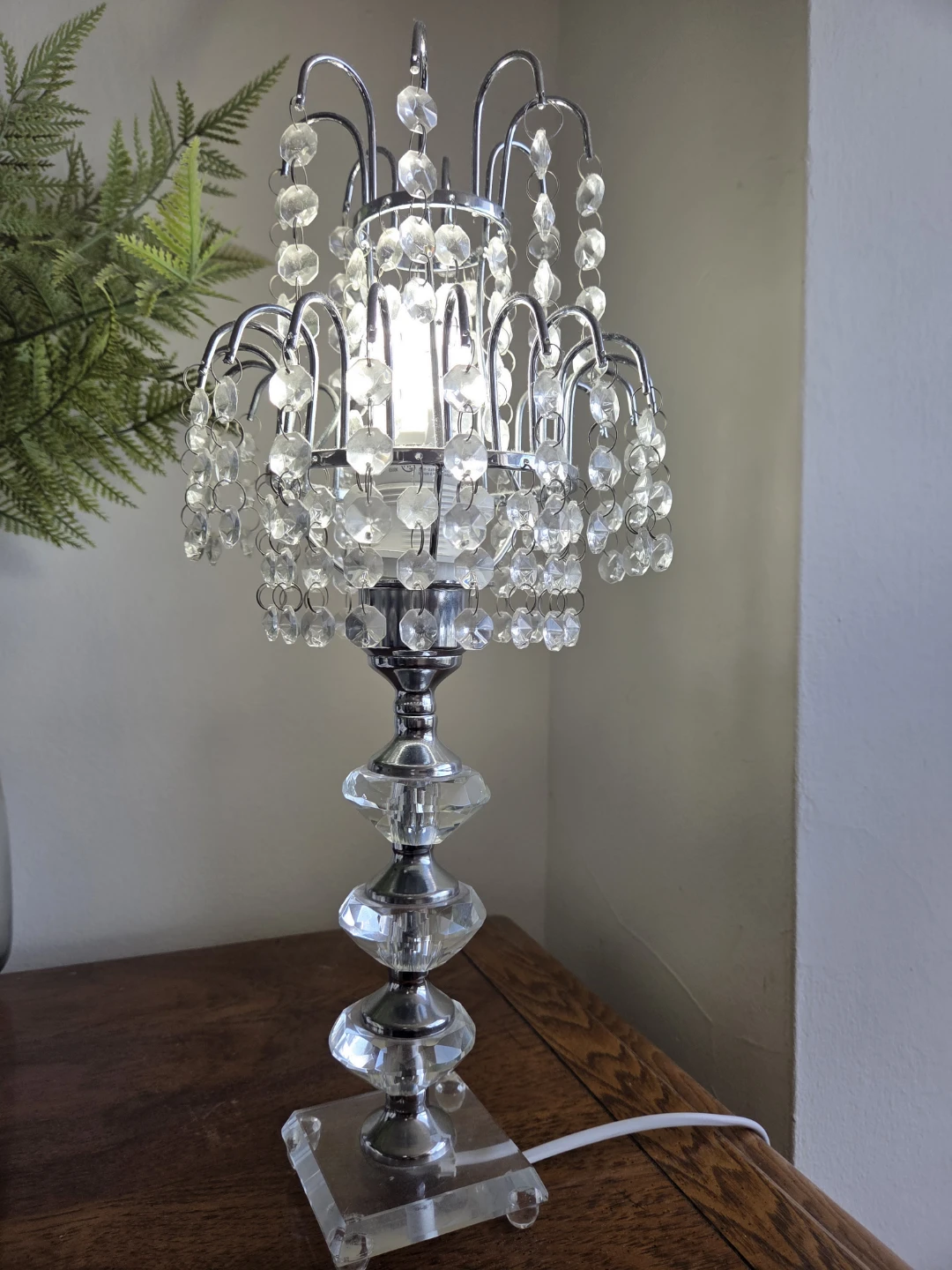 Vintage Style Chrome Waterfall Table Lamp - 44cm - photo 2