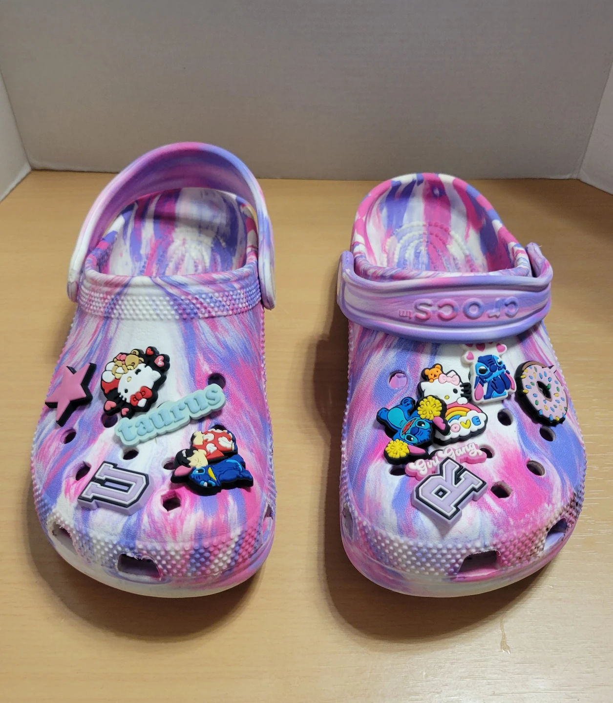 Crocs Tie-Dye Clogs with Charms Size J2