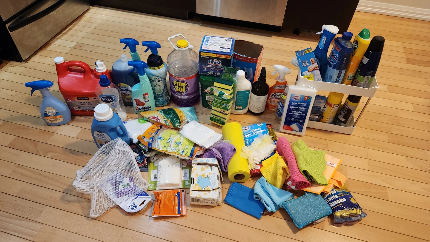 Large Collection of Household Cleaning Supplies