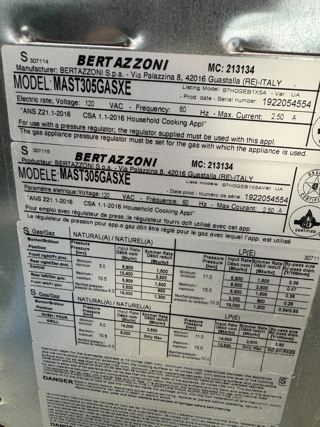 Bertazzoni 30in MAST305GASXE Gas Range - photo 4