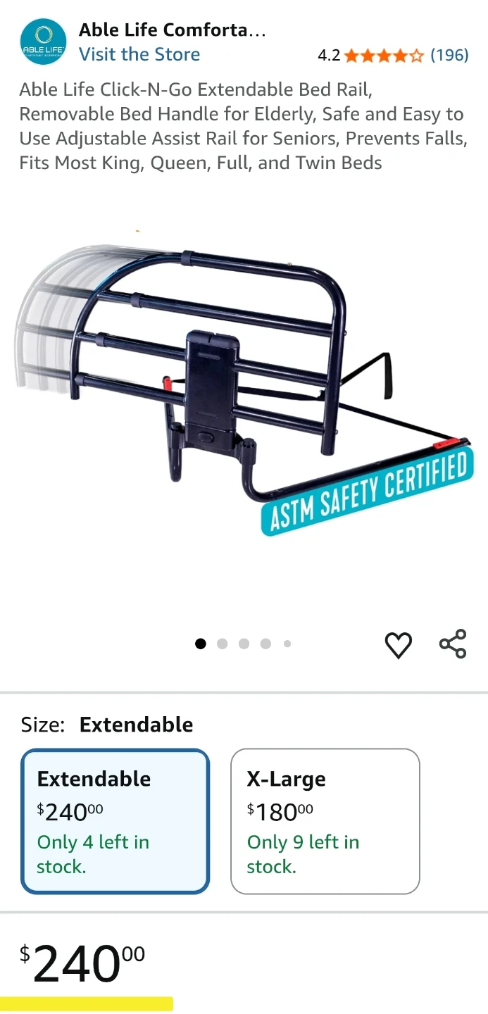 Stander Click-N-Go Extendable Bed Rail - photo 3