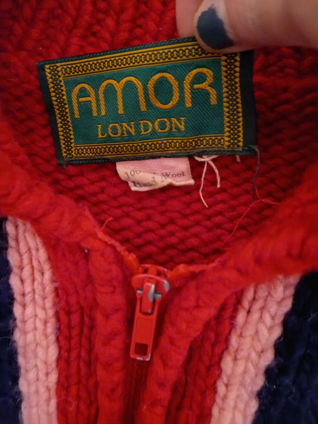 Vintage Amor London Union Jack Wool Knit Zip-up Cardigan - photo 4