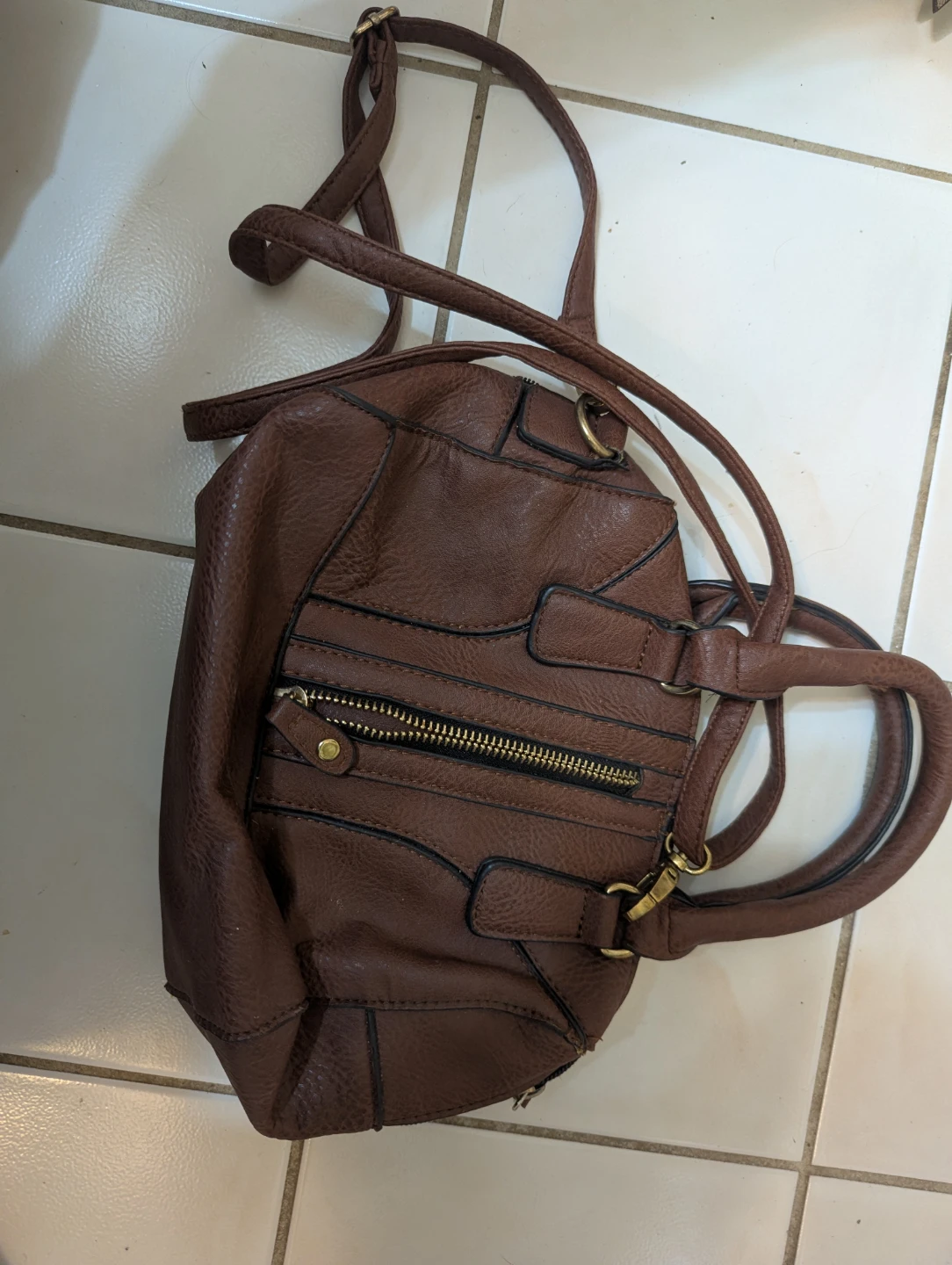 Brown Faux Leather Handbag