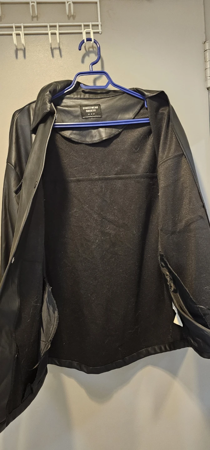 Streetwear Society Black Faux Leather Shirt Jacket - photo 4