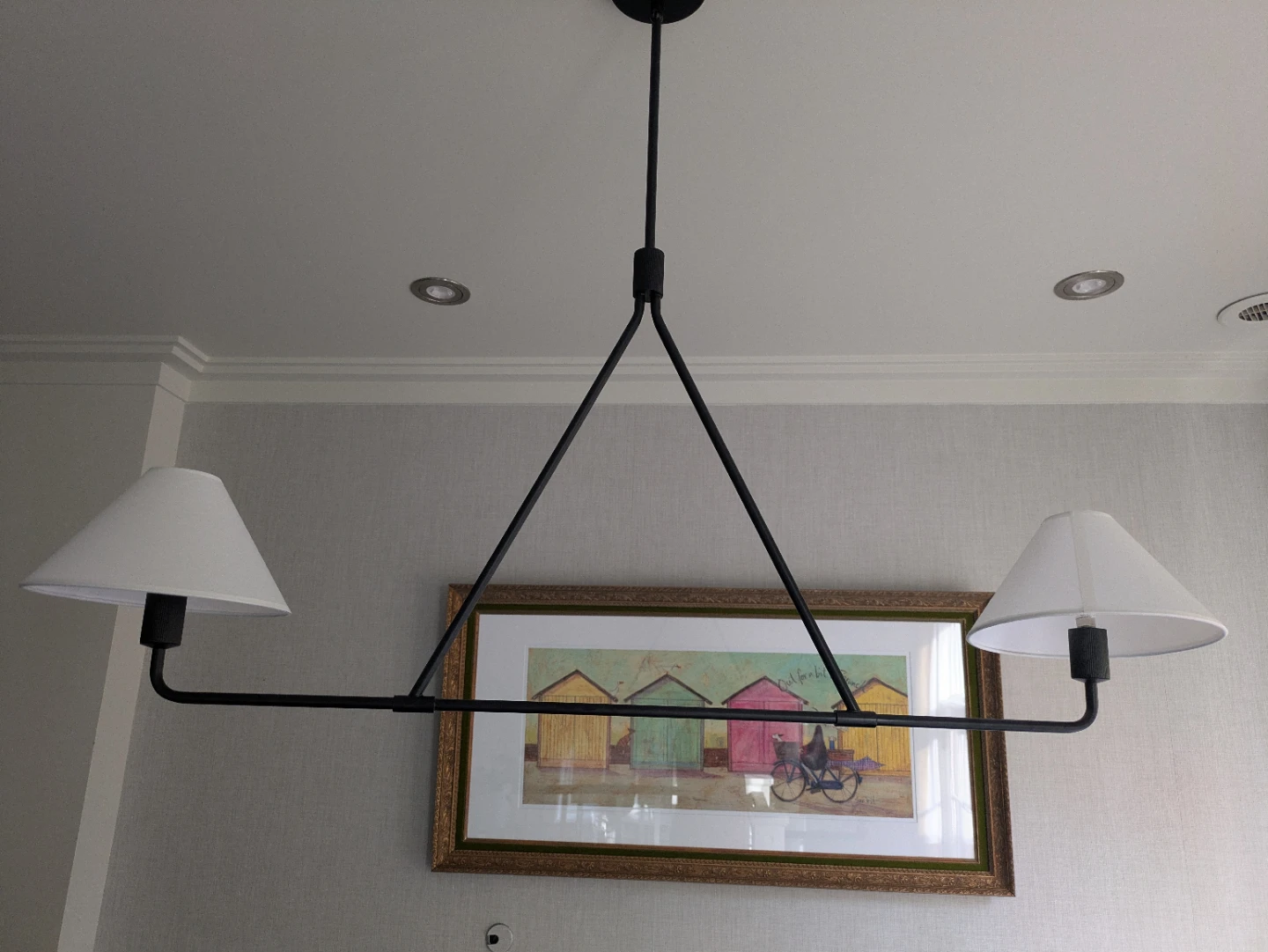 Modern Two-Light Matte Black Chandelier