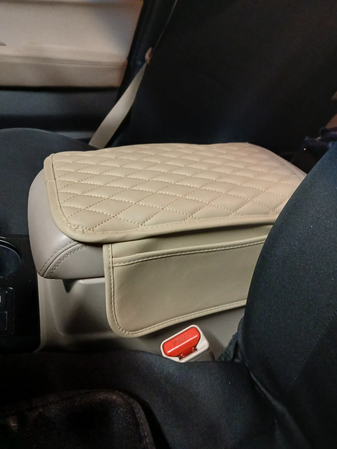 Quilted Beige or black Car Armrest Console Pad Cover - photo 2