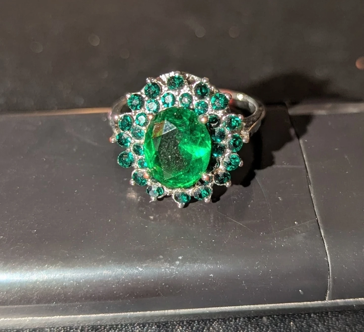 Sterling Silver Emerald CZ Cocktail Ring