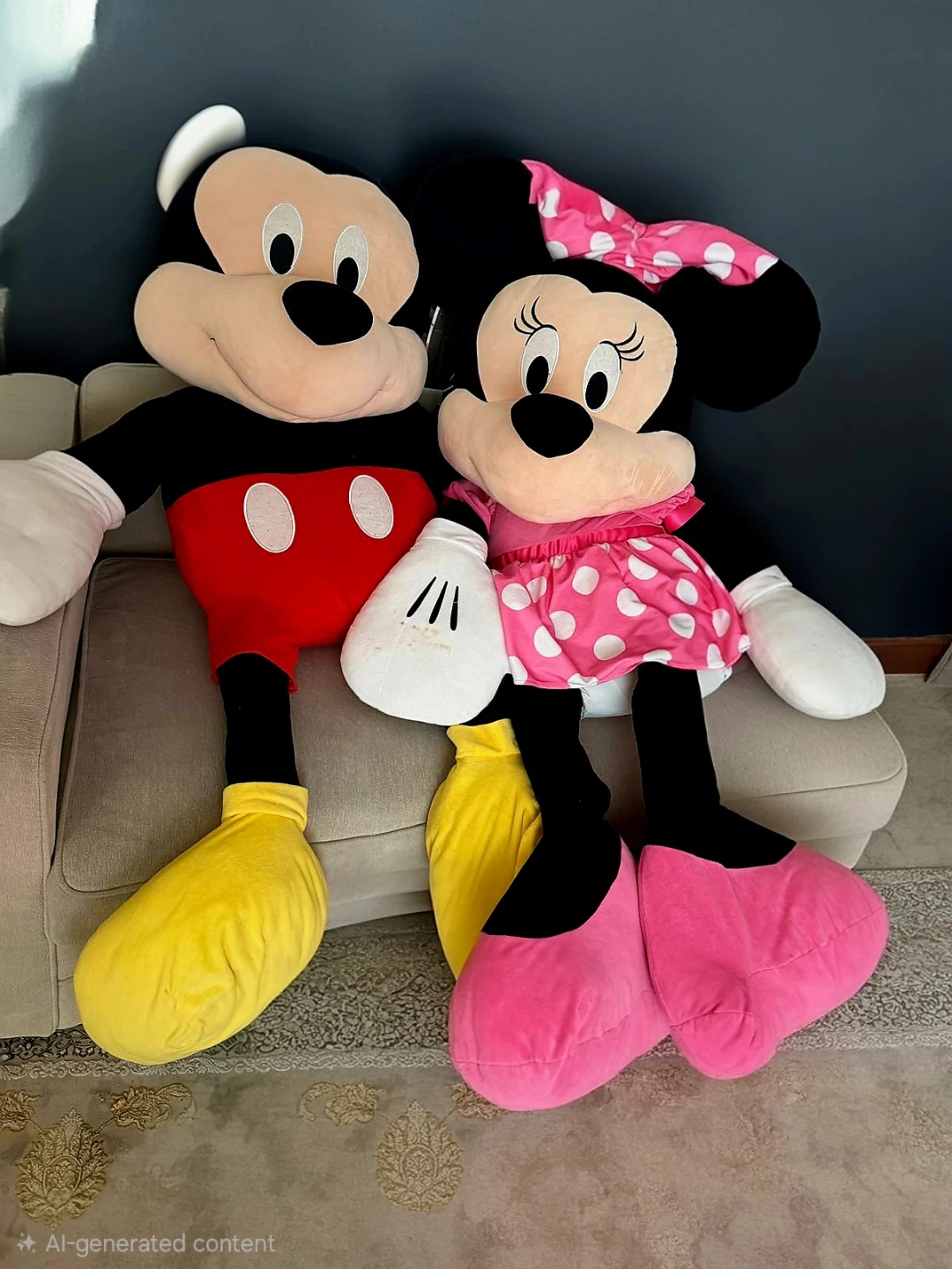 Large Disney Mickey and Minnie Mouse Plush Set