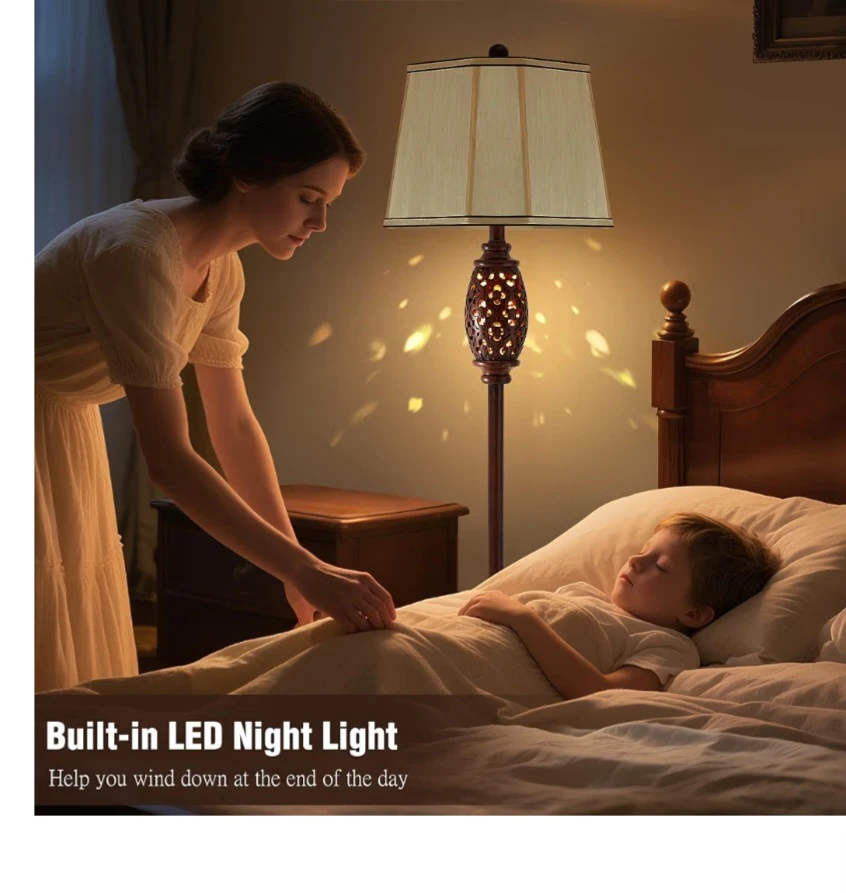 Hollow Carved Floor Lamp with LED Night Light - photo 4