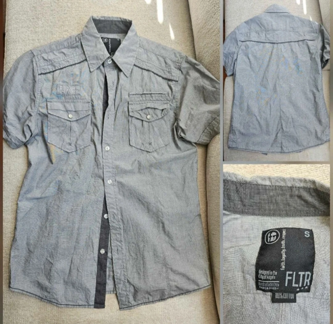 New Men's Light Grey Button Up T-shirt