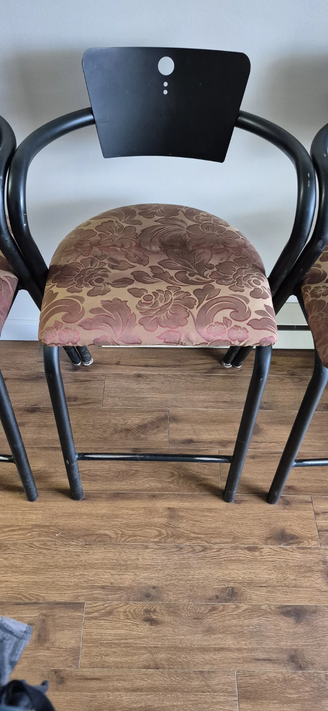Set of 3 Black Metal Bar Stools
