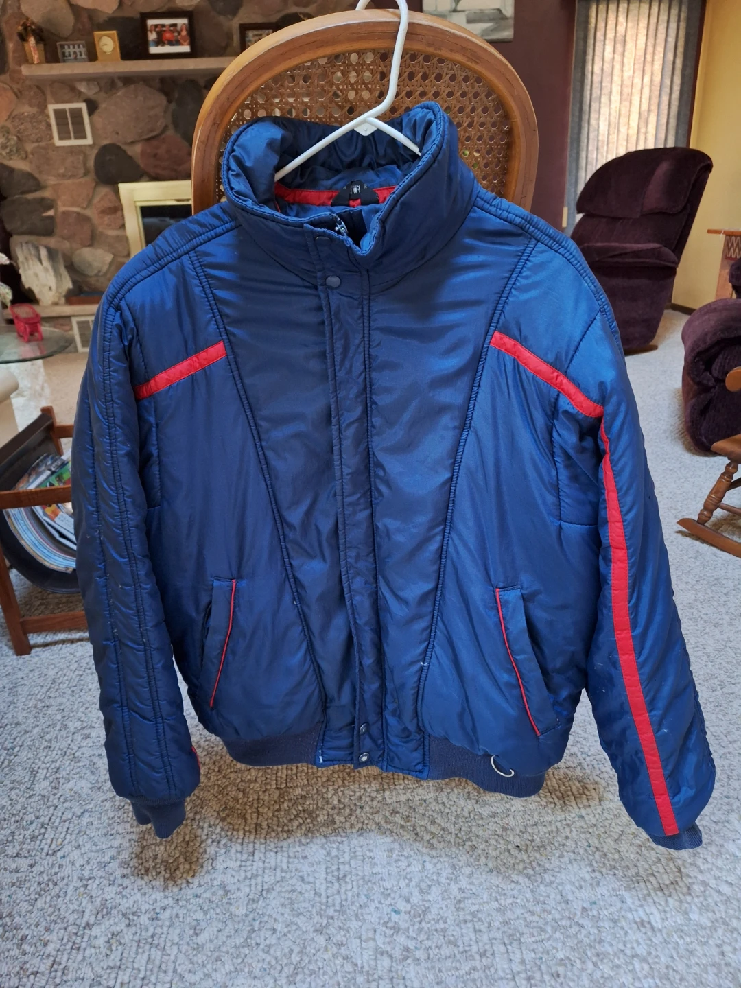 XL Men's Blue and Red Winter Jacket