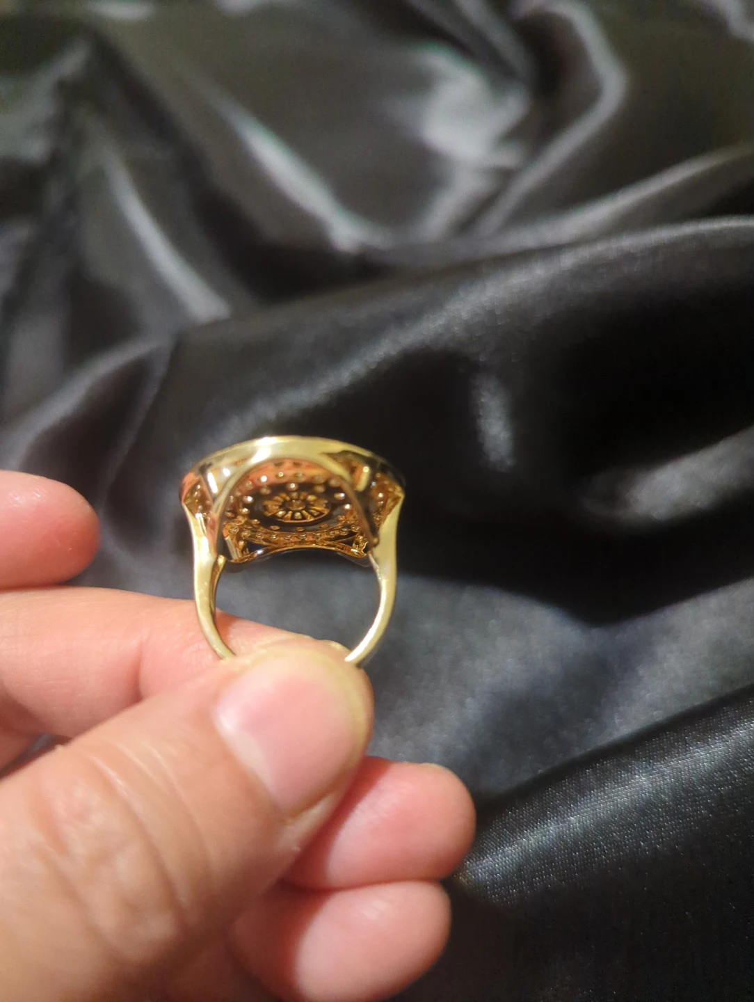 Gold Tone Rhinestone Round Statement Ring - photo 3