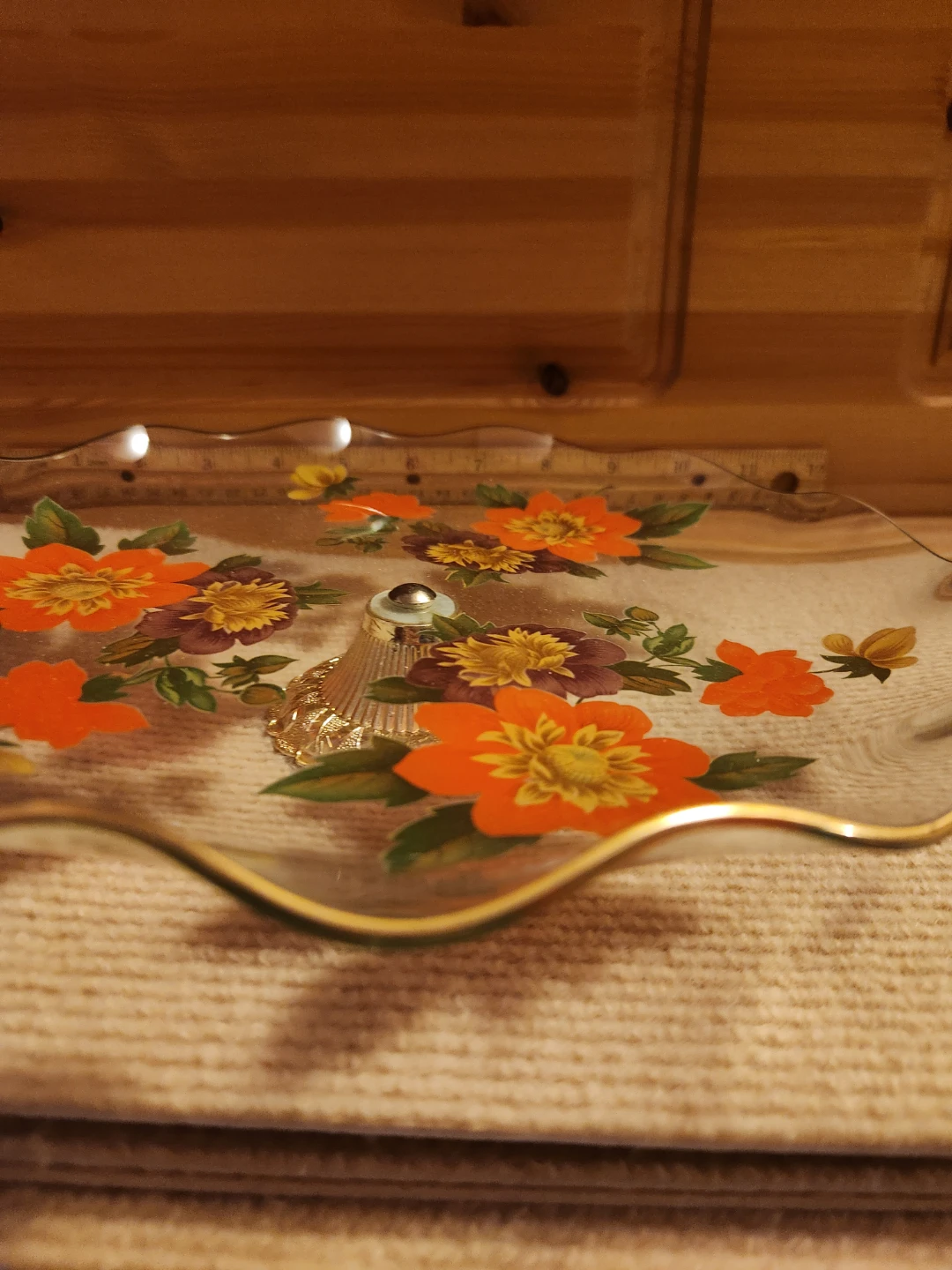 Vintage Chance Glass Floral Cake Stand - photo 3