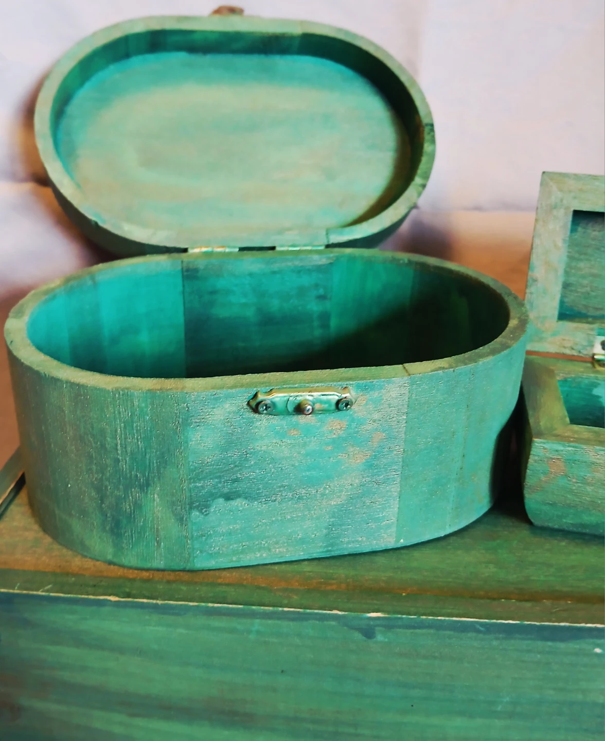 Set of 3 Green Decorative Wood Boxes - photo 4