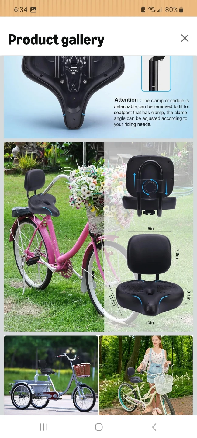 ZEMBSOYA Backrest Saddle Bike Seat - photo 3