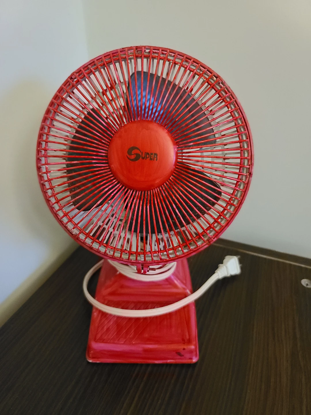 Retro Red Desktop Fan - Quiet & Works Perfectly (Custom Painted)