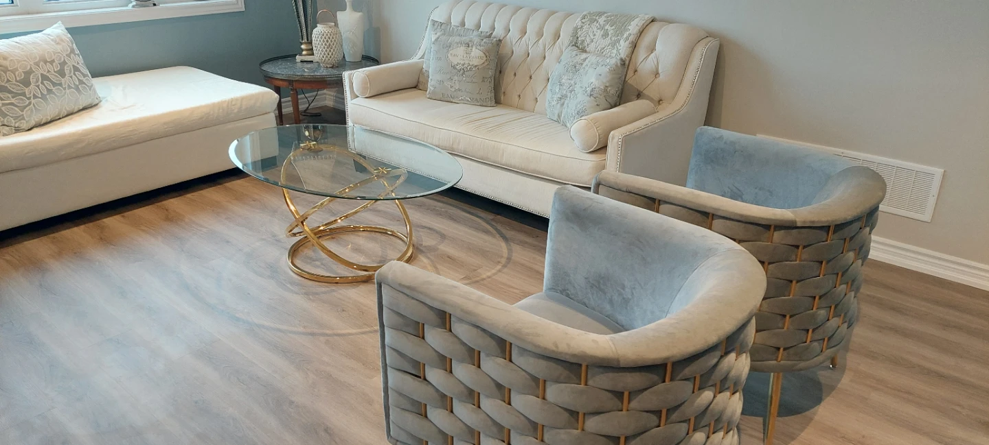 Oval Glass Coffee Table with Gold Metal Base