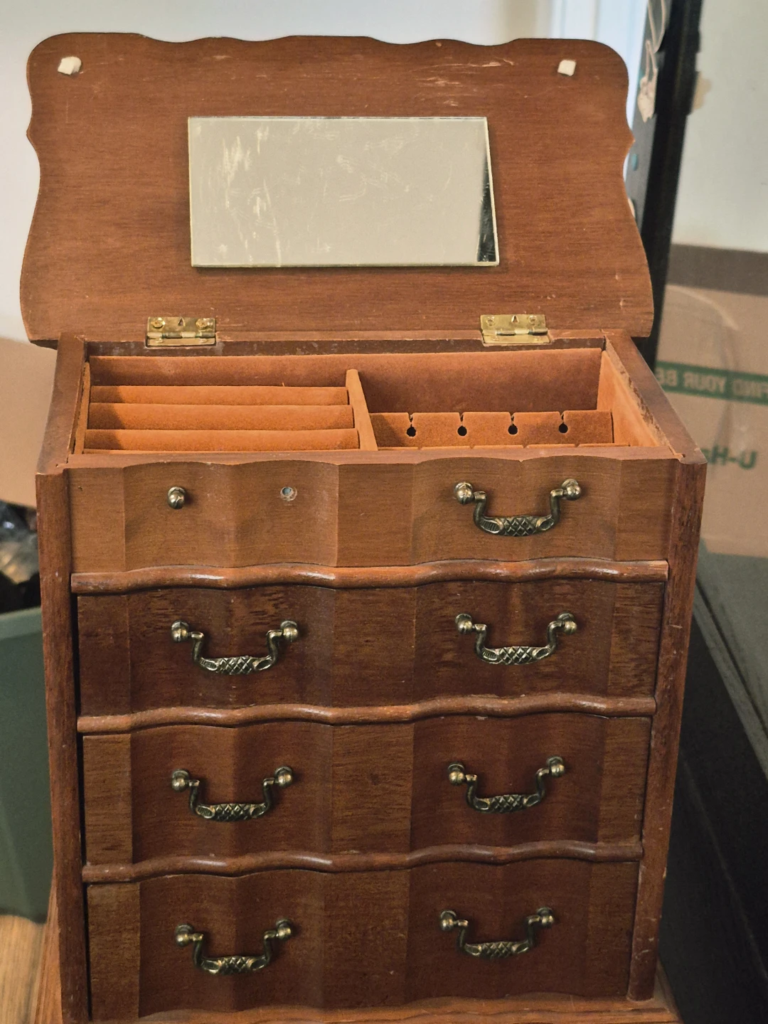 Wooden Jewelry Box with Multiple Drawers