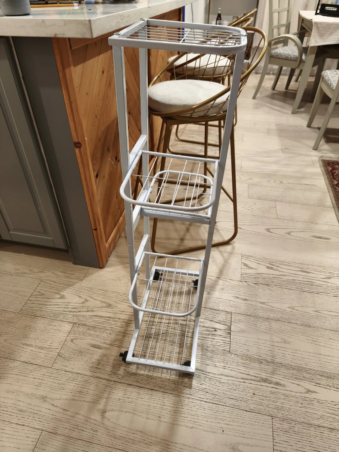 White Metal Rolling Plant Stand / Storage Shelf - photo 2
