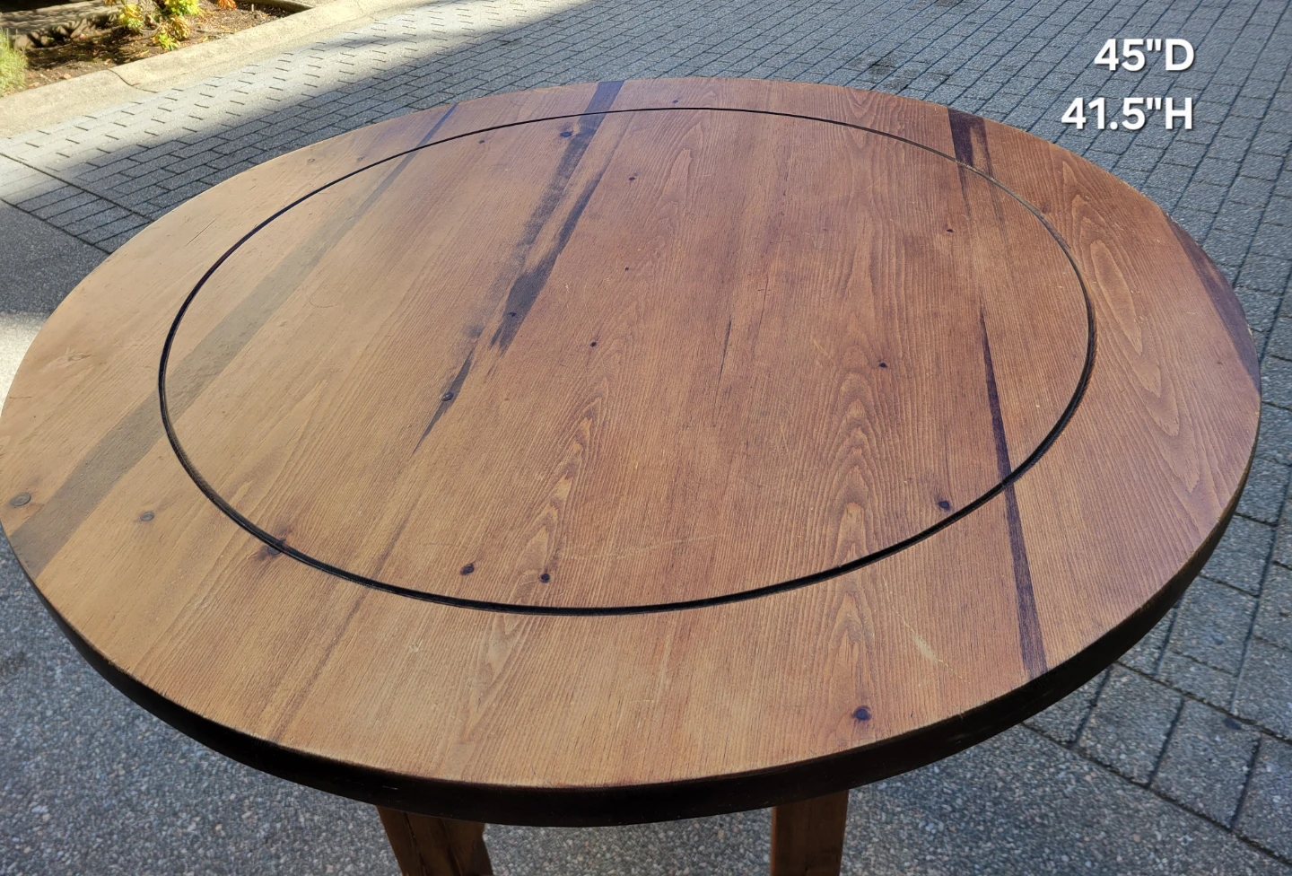 Beautiful Custom-Made Stained Wood Pub Table. 45" Diameter. - photo 3