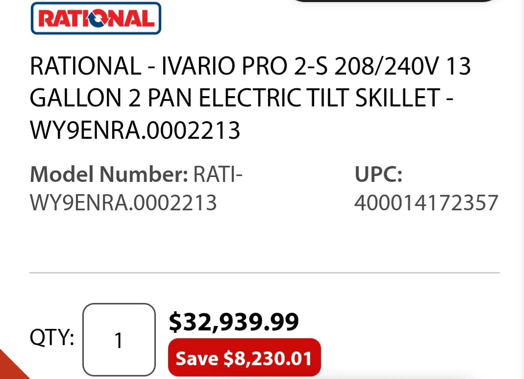 Rational iVario Pro 2-S 13 Gallon Tilt Skillet with Stand