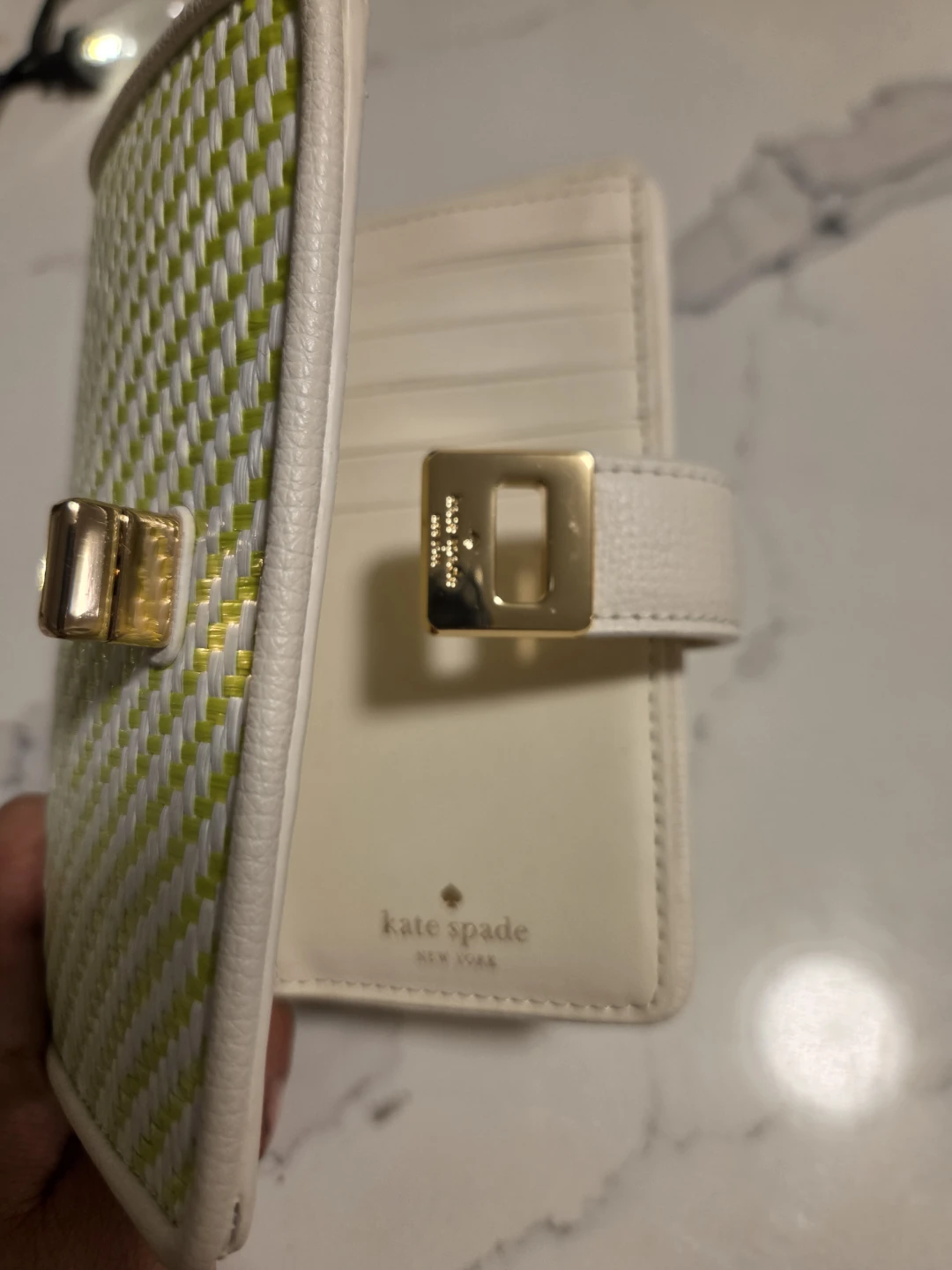 Kate Spade Woven Lime Green and White Wallet - photo 2