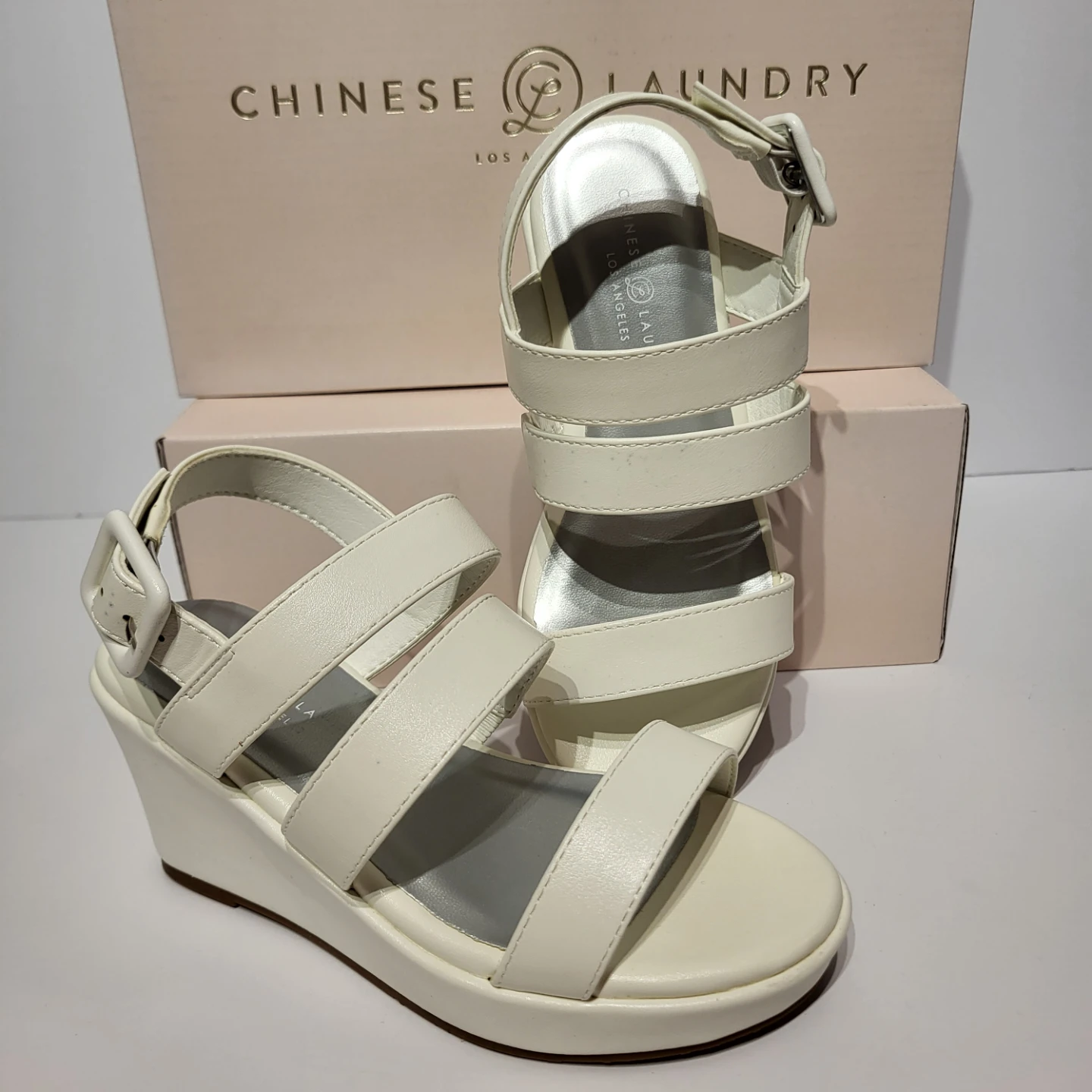 Girls Chinese Laundry White Wedge Sandals - photo 4