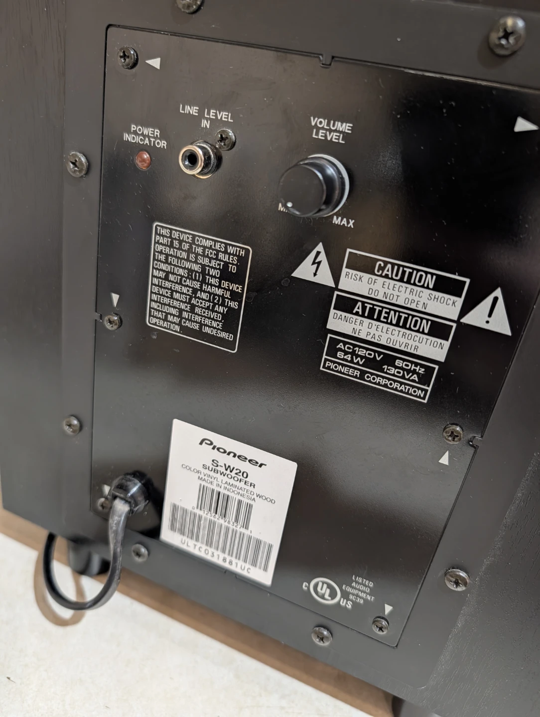 Pioneer S-W20 Subwoofer - photo 5