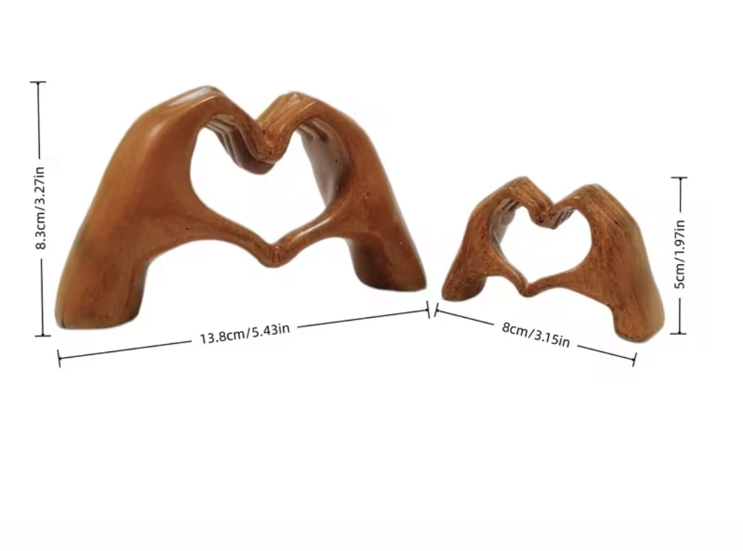 Love - Heart Hands Wooden Sculpture Décor  2 pcs set *new - photo 3
