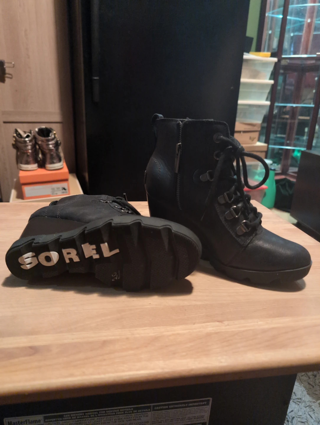 Leather Sorel Women's Wedge Boots Black - photo 3