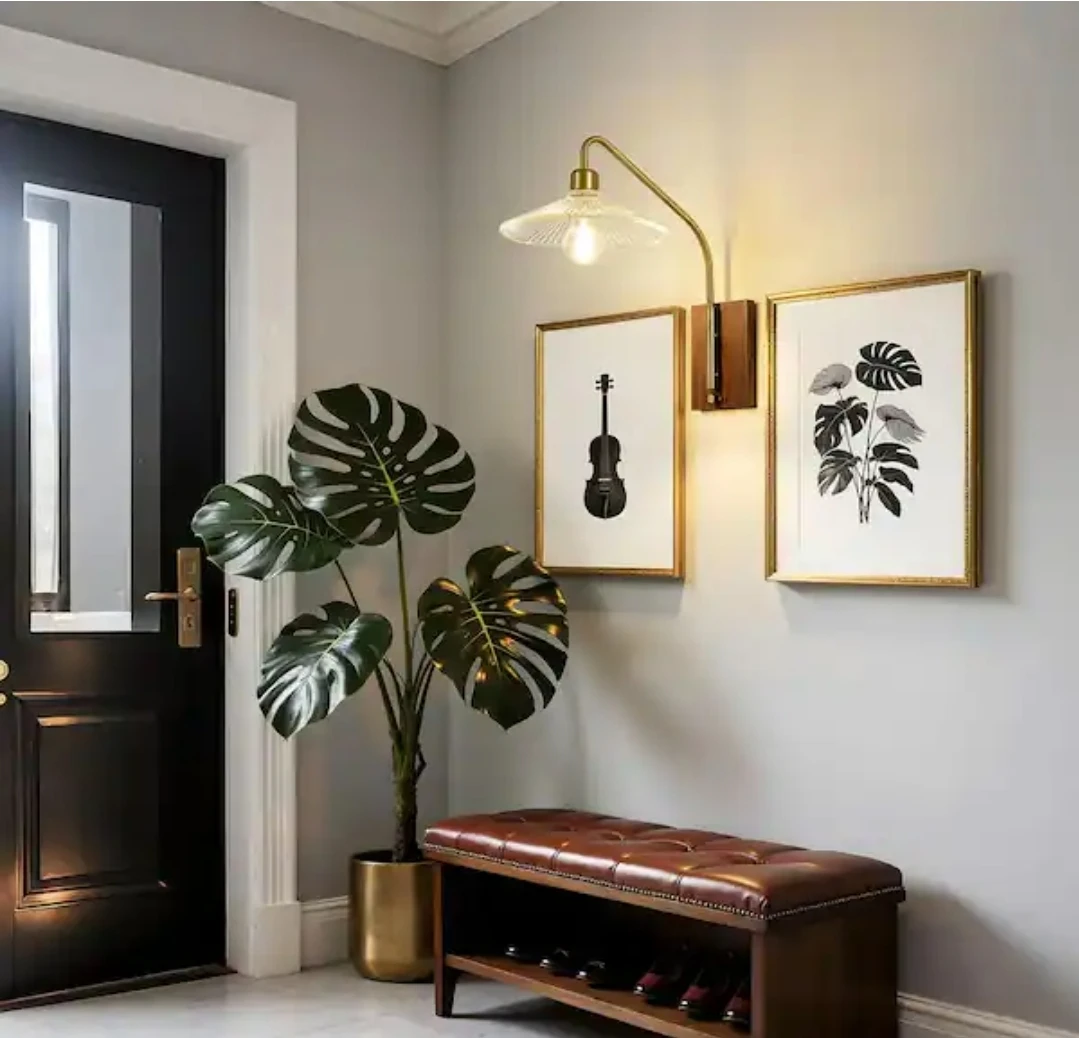 Set of 2  beautiful Wall Mounted Lamps with Wooden Base - photo 3