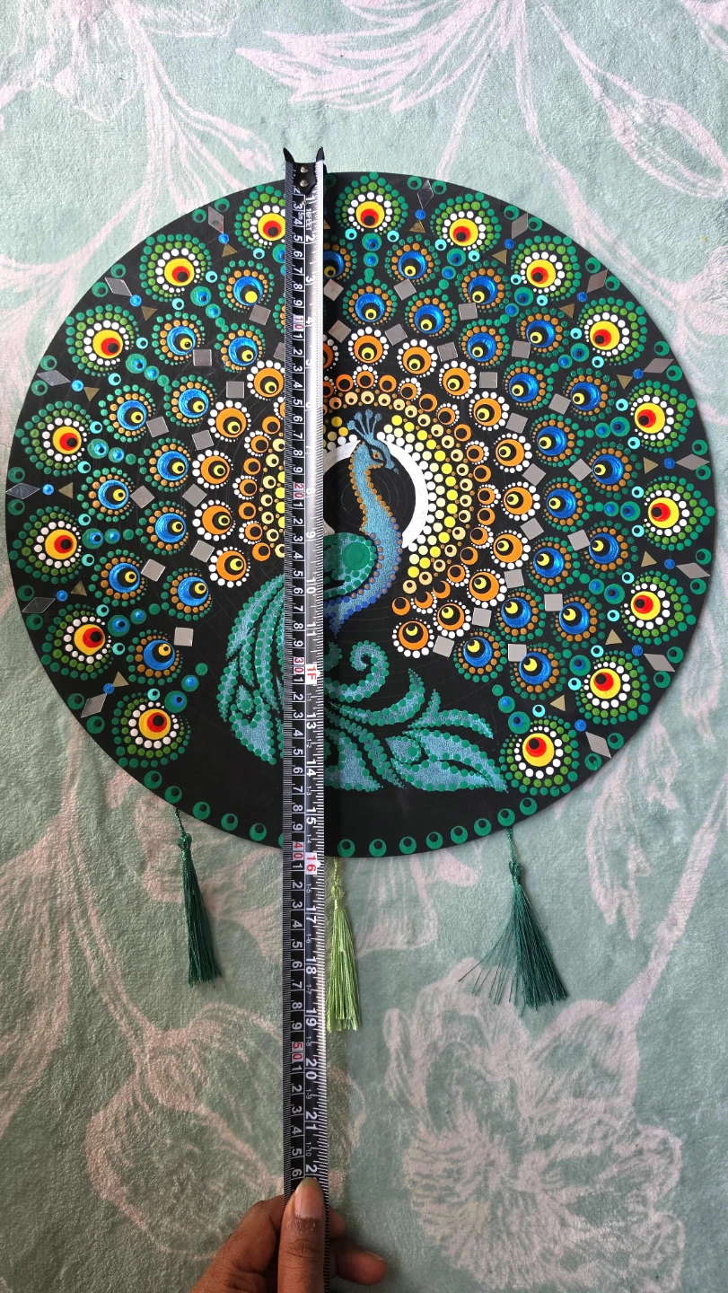 Hand-painted Peacock Mandala Wall Art - photo 5