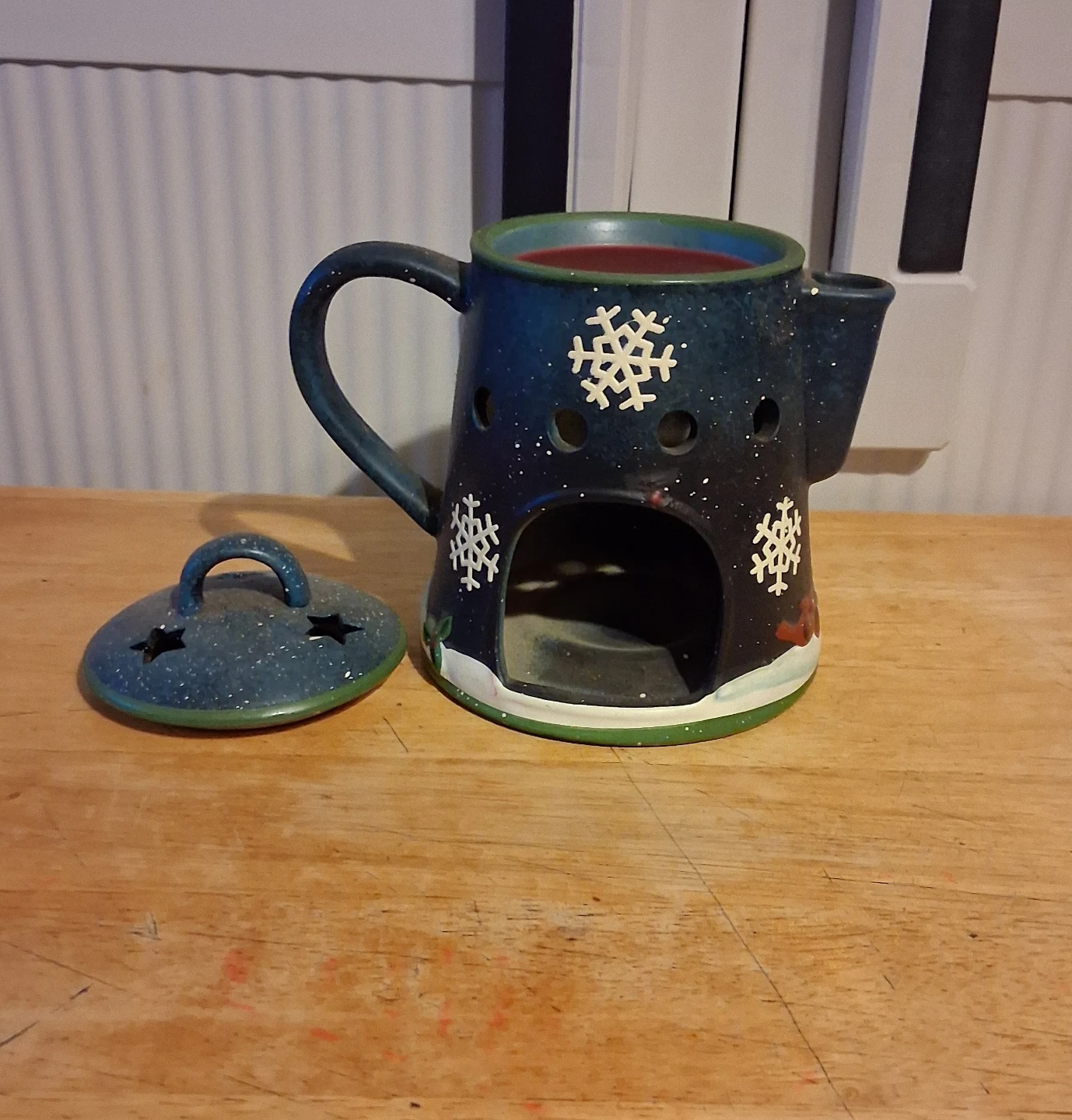 Yankees candle Christmas snowman metal teapot warmer - photo 2