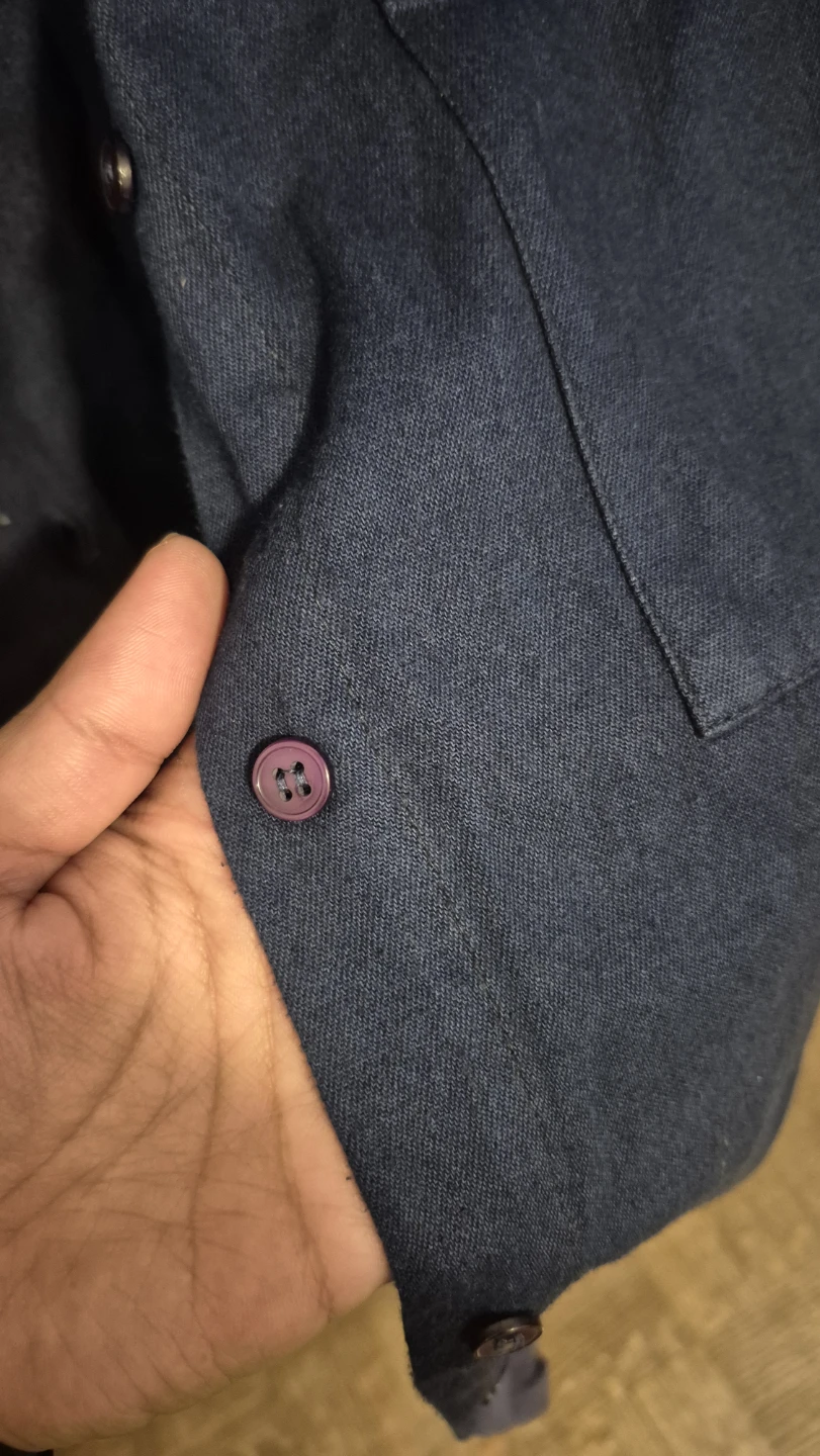 Moto Blue Frayed Hem Button-Down Shirt - photo 5