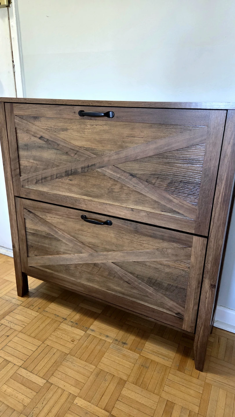 Rustic Farmhouse Shoe Cabinet – 2 Flip-Down Drawers *new - photo 4