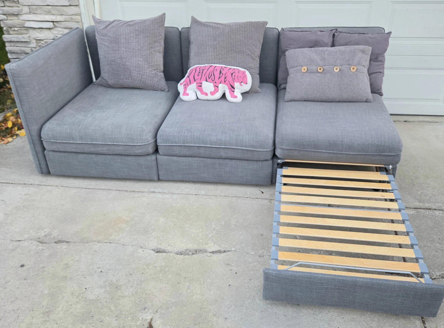 IKEA VALLENTUNA 3-Seat Modular Sleeper Sofa in grey. Like New!