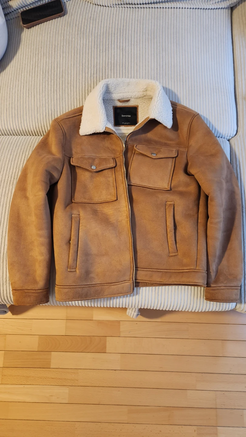Bershka Suede-Effect Shearling Jacket