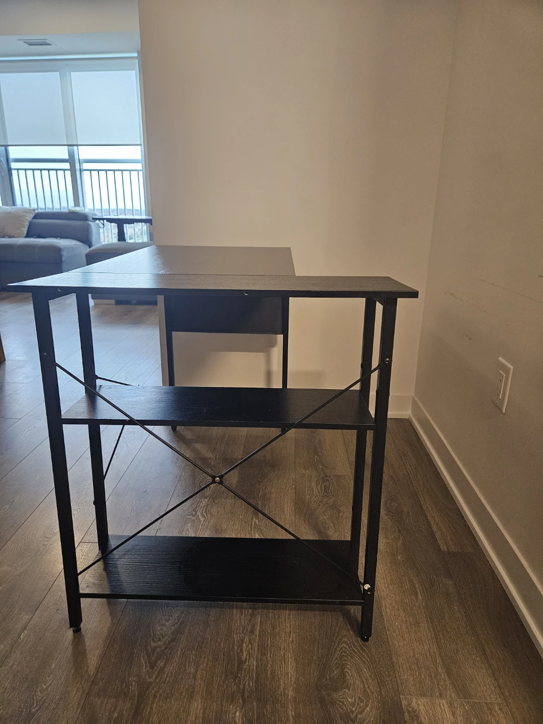 Black Computer Desk with Storage Shelves - photo 5